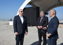 Prezident İlham Əliyev Hacıqabul rayonunda Şirvan suvarma kanalının təməlini qoyub (FOTO/VİDEO) (YENİLƏNİB)