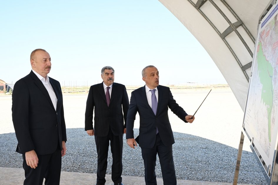 Prezident İlham Əliyev Hacıqabul rayonunda Şirvan suvarma kanalının təməlini qoyub (FOTO/VİDEO) (YENİLƏNİB)