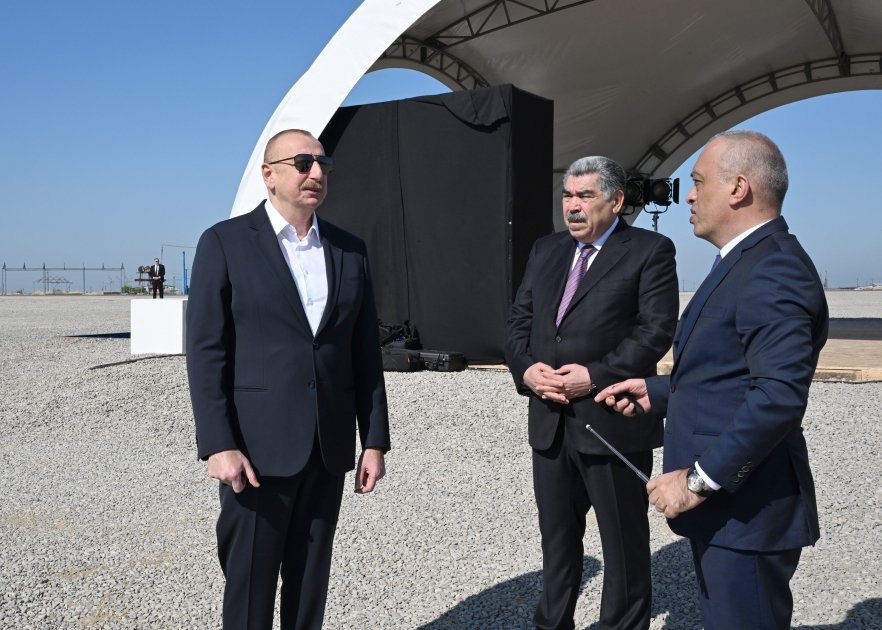 Prezident İlham Əliyev Hacıqabul rayonunda Şirvan suvarma kanalının təməlini qoyub (FOTO/VİDEO) (YENİLƏNİB)