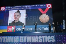 Bədii gimnastika üzrə Dünya Kubokunun qalibləri mükafatlandırılıb (FOTO)