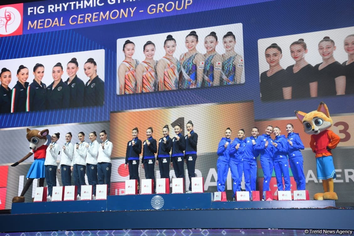 Bədii gimnastika üzrə Dünya Kubokunun qalibləri mükafatlandırılıb (FOTO)