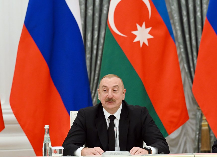 Prezident İlham Əliyevin və Rusiya Prezidenti Vladimir Putinin Baykal-Amur magistralının 50 illik yubileyi münasibətilə dəmir yolu sahəsinin veteranları və işçiləri ilə birgə görüşü keçirilib (FOTO/VİDEO) (YENİLƏNİB)
