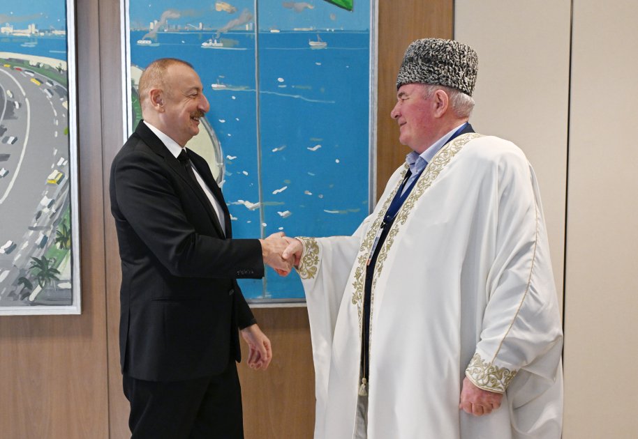 Prezident İlham Əliyev Rusiyanın Şimali Qafqaz regionunun müftilərindən ibarət nümayəndə heyətini qəbul edib (FOTO/VİDEO) (YENİLƏNİB)