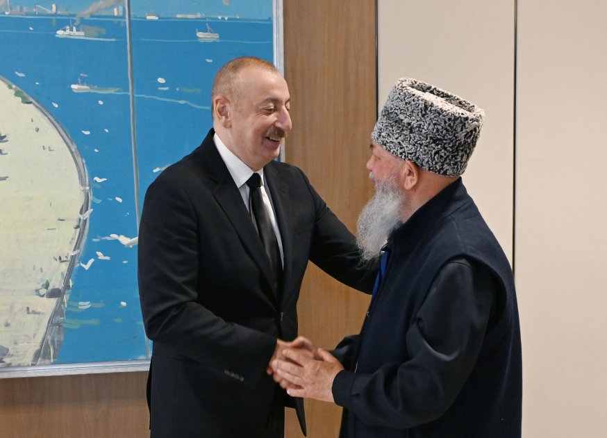 Prezident İlham Əliyev Rusiyanın Şimali Qafqaz regionunun müftilərindən ibarət nümayəndə heyətini qəbul edib (FOTO/VİDEO) (YENİLƏNİB)
