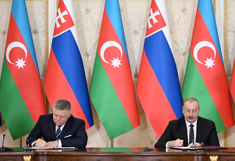 Azərbaycan-Slovakiya sənədlərinin imzalanması mərasimi olub (FOTO) (YENİLƏNİB)