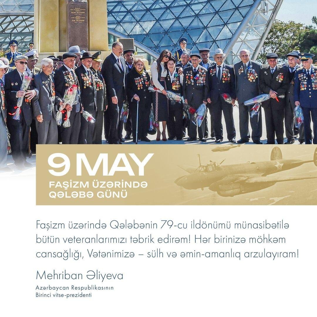 Birinci vitse-prezident Mehriban Əliyeva 9 May - Faşizm üzərində Qələbə Günü münasibətilə paylaşım edib (FOTO)