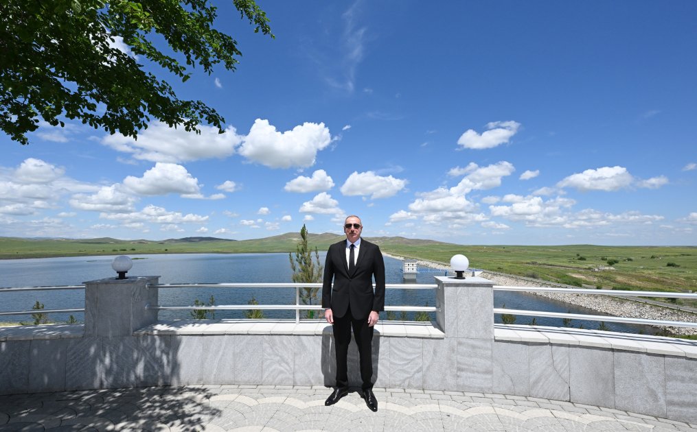 Prezident İlham Əliyev Füzuli rayonunda Köndələnçay su anbarları kompleksinin təmir-bərpadan sonra açılışında iştirak edib (FOTO/VİDEO) (YENİLƏNİB)