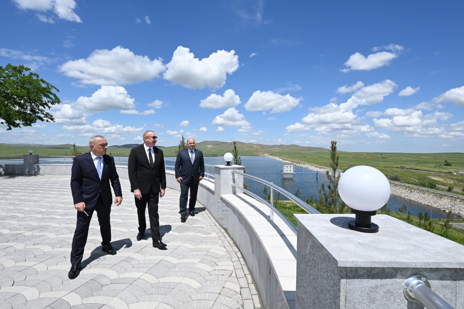 Prezident İlham Əliyev Füzuli rayonunda Köndələnçay su anbarları kompleksinin təmir-bərpadan sonra açılışında iştirak edib (FOTO/VİDEO) (YENİLƏNİB)