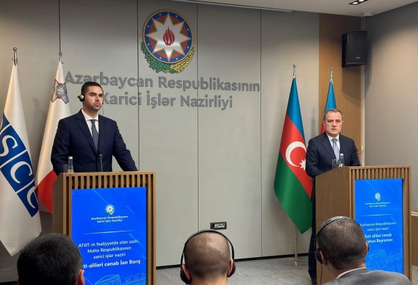 Ceyhun Bayramov  ATƏT-in fəaliyyətdə olan sədri ilə birgə mətbuat konfransı keçirib (FOTO)