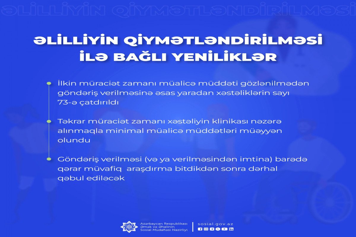 Əlilliyin qiymətləndirilməsi qaydasında dəyişiklik edildi
