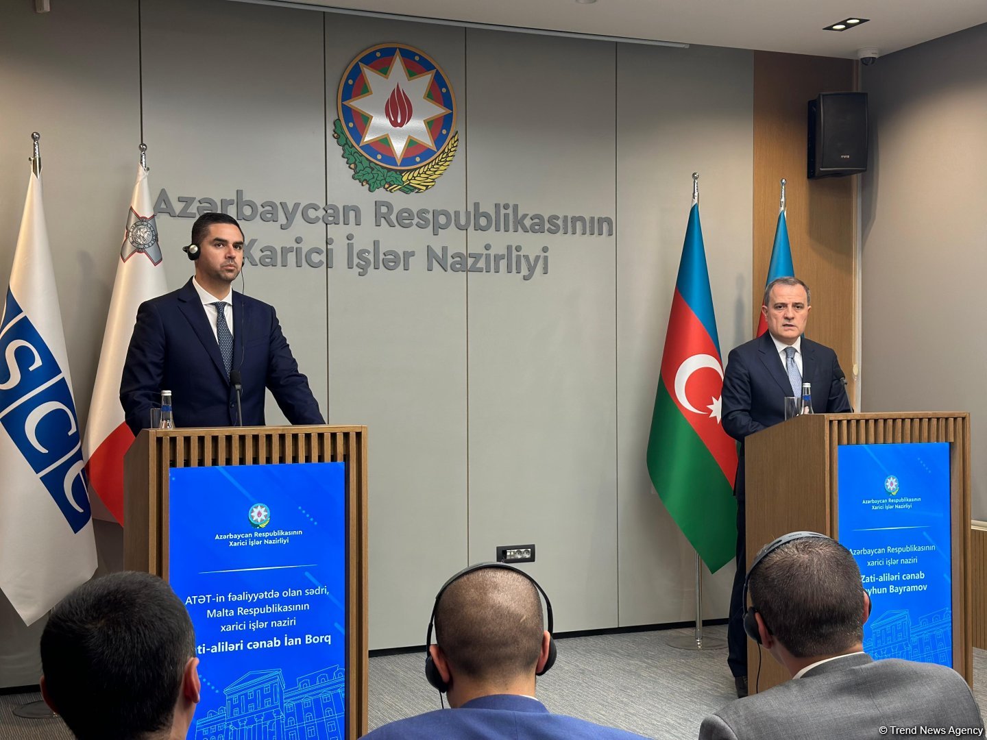 Ceyhun Bayramov  ATƏT-in fəaliyyətdə olan sədri ilə birgə mətbuat konfransı keçirib (FOTO)