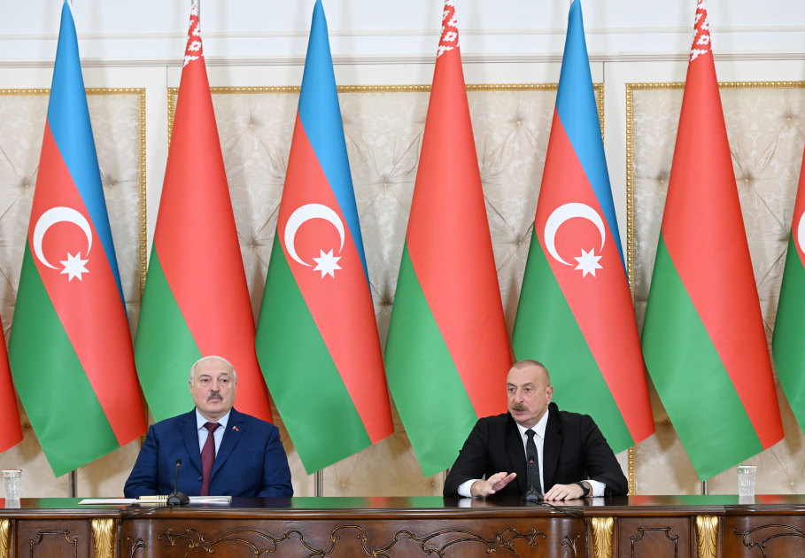 Prezident İlham Əliyev və Prezident Aleksandr Lukaşenko mətbuata bəyanatlarla çıxış ediblər (FOTO/VİDEO) (YENİLƏNİB)