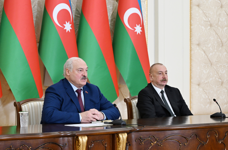 Prezident İlham Əliyev və Prezident Aleksandr Lukaşenko mətbuata bəyanatlarla çıxış ediblər (FOTO/VİDEO) (YENİLƏNİB)