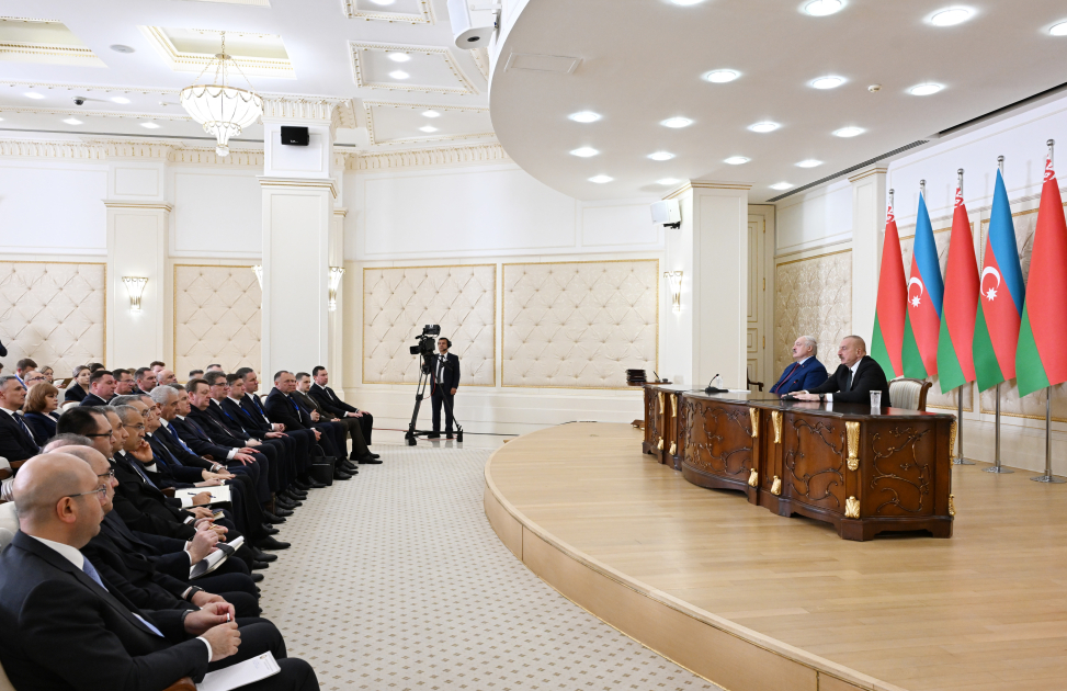 Prezident İlham Əliyev və Prezident Aleksandr Lukaşenko mətbuata bəyanatlarla çıxış ediblər (FOTO/VİDEO) (YENİLƏNİB)