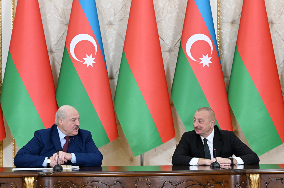 Prezident İlham Əliyev və Prezident Aleksandr Lukaşenko mətbuata bəyanatlarla çıxış ediblər (FOTO/VİDEO) (YENİLƏNİB)
