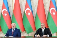 Prezident İlham Əliyev və Prezident Aleksandr Lukaşenko mətbuata bəyanatlarla çıxış ediblər (FOTO/VİDEO) (YENİLƏNİB)