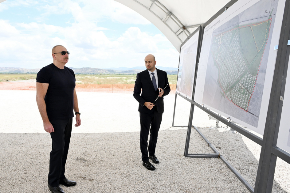 Prezident İlham Əliyev Cəbrayıl rayonunun Böyük Mərcanlı kəndinin təməlini qoyub (FOTO/VİDEO)