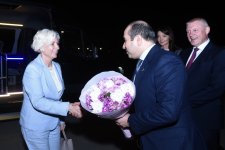 Latviya Parlamentinin sədri Azərbaycana rəsmi səfərə gəlib (FOTO)