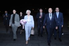 Latviya Parlamentinin sədri Azərbaycana rəsmi səfərə gəlib (FOTO)