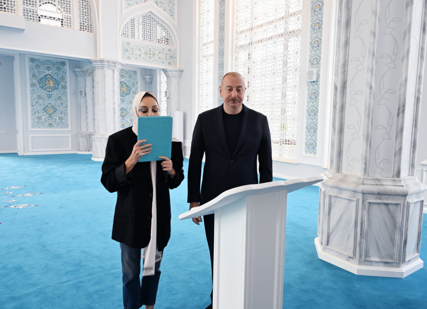 Prezident İlham Əliyev və Birinci xanım Mehriban Əliyeva Zəngilan məscidinin açılışında iştirak ediblər (YENİLƏNİB) (FOTO/VİDEO)