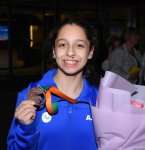 Avropa çempionatında uğurlu çıxış edən Azərbaycan gimnastları Vətənə dönüblər (FOTO)