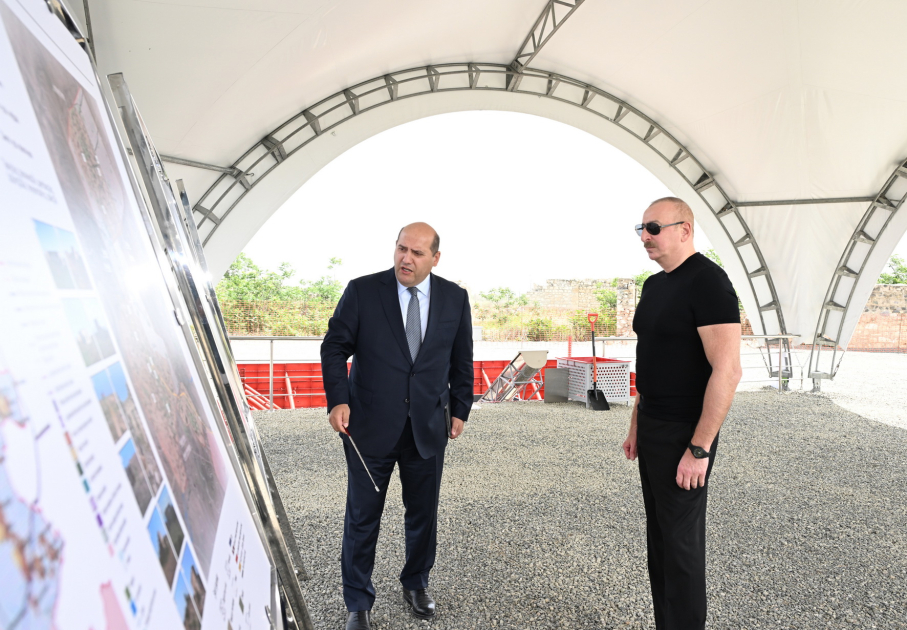 Prezident İlham Əliyev Ağdam rayonunun Güllücə kəndinin təməlini qoyub (FOTO/VİDEO) (YENİLƏNİB)