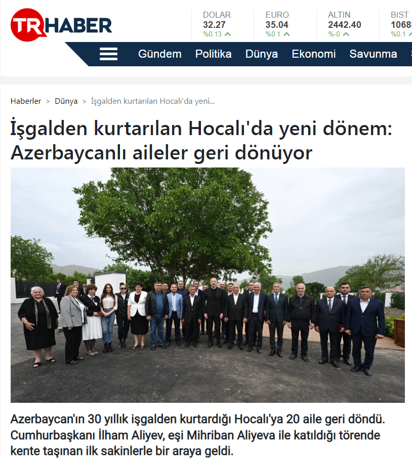 Prezident İlham Əliyev və Birinci xanım Mehriban Əliyevanın Xocalı səfəri Türkiyənin aparıcı media orqanlarının diqqət mərkəzində (FOTO)