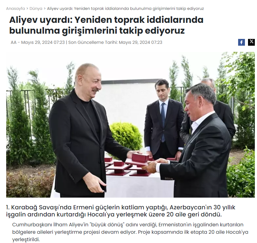Prezident İlham Əliyev və Birinci xanım Mehriban Əliyevanın Xocalı səfəri Türkiyənin aparıcı media orqanlarının diqqət mərkəzində (FOTO)