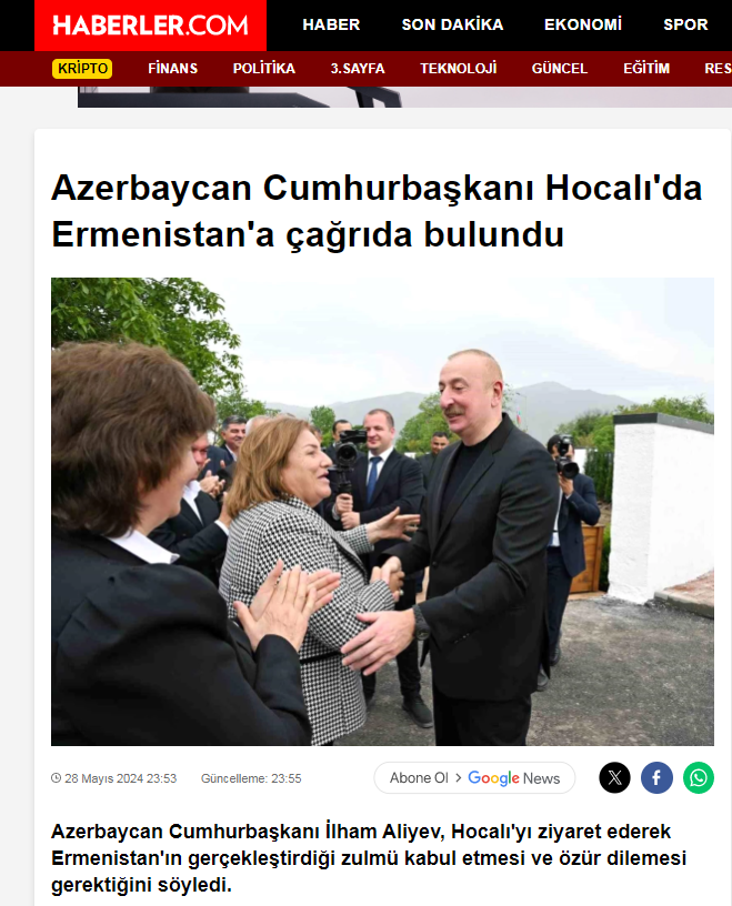 Prezident İlham Əliyev və Birinci xanım Mehriban Əliyevanın Xocalı səfəri Türkiyənin aparıcı media orqanlarının diqqət mərkəzində (FOTO)