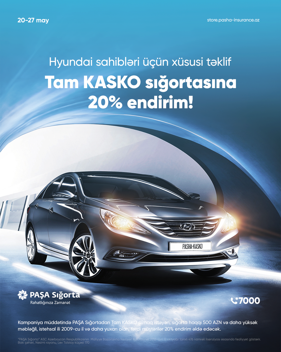 PAŞA Sığortadan “Hyundai” sahibləri üçün Tam KASKO sığortası üzrə kampaniya!