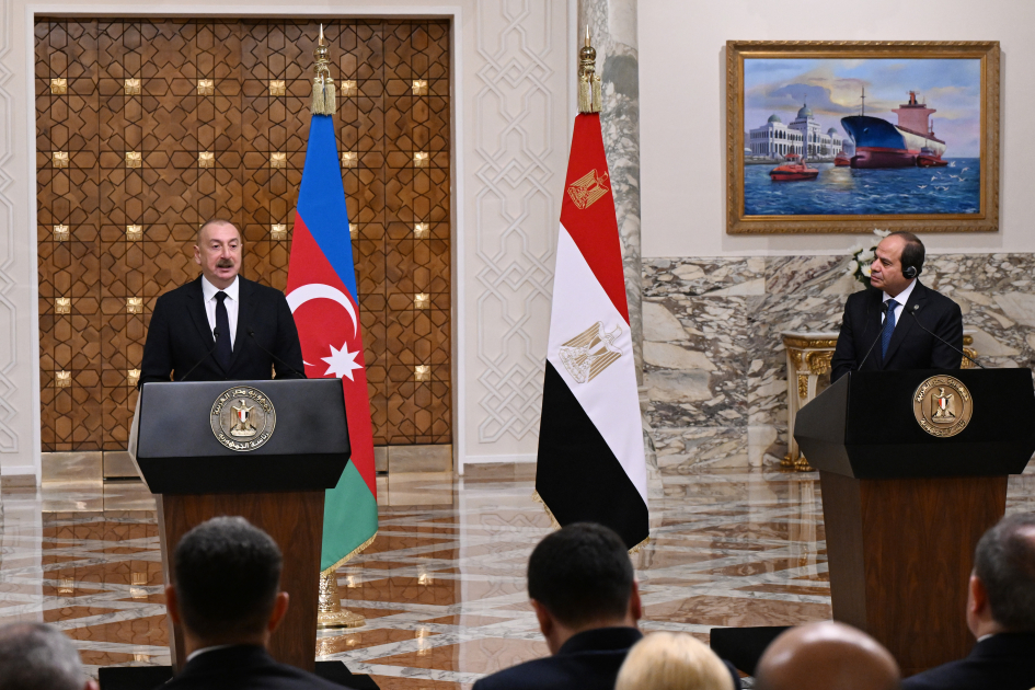 Azərbaycan və Misir Prezidentləri mətbuata bəyanatlarla çıxış ediblər (FOTO/VİDEO) (YENİLƏNİB)