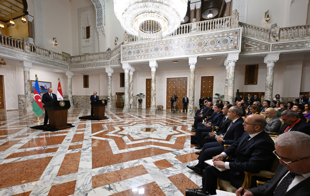 Azərbaycan və Misir Prezidentləri mətbuata bəyanatlarla çıxış ediblər (FOTO/VİDEO) (YENİLƏNİB)