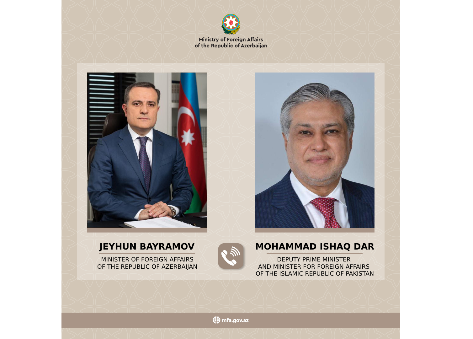 Ceyhun Bayramov pakistanlı həmkarı ilə ikitərəfli və regional məsələləri müzakirə edib