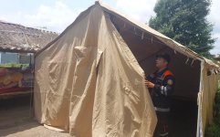 Lənkəranda evi yararsız vəziyyətə düşən şəxs üçün çadır qurulub (FOTO/VİDEO)