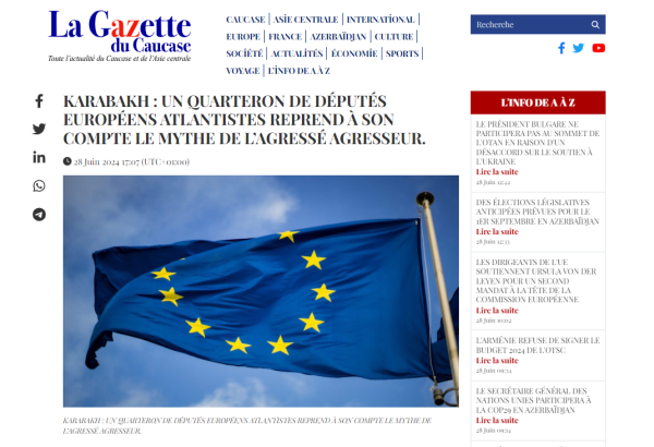 "La Gazette du Caucase" Avropa Parlamentindəki qərəzliliyi tənqid edib: milliyyətçi deputatlar Azərbaycanın ünvanına əsassız iddialar irəli sürürlər
