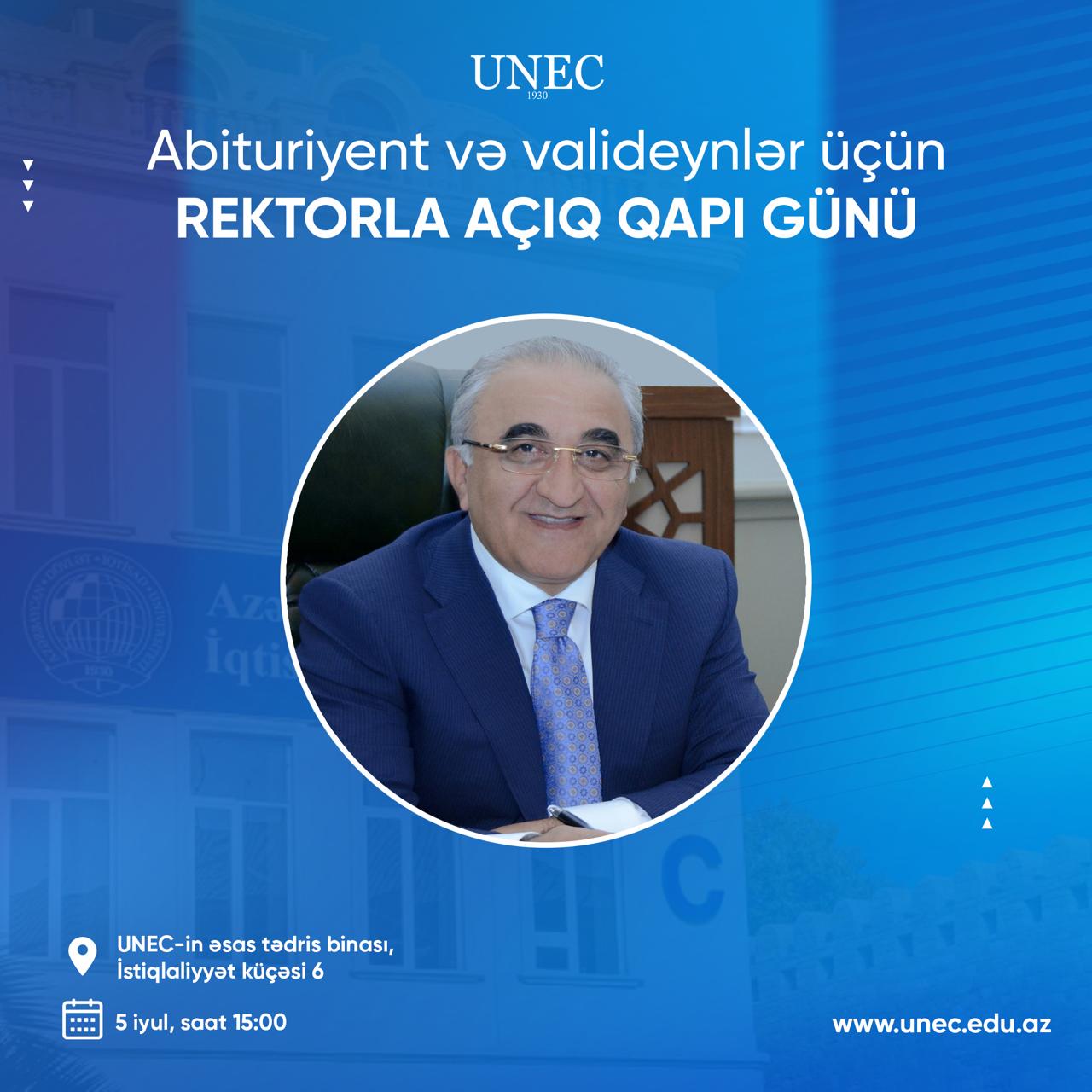 UNEC rektoru abituriyentlərlə görüşəcək