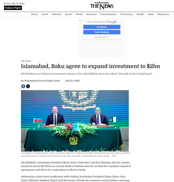 Prezident İlham Əliyevin Pakistana dövlət səfəri bu ölkənin və dünya mediasının diqqət mərkəzindədir (FOTO)