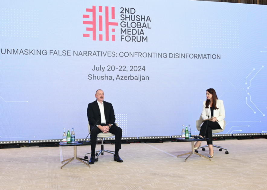 Prezident İlham Əliyev Şuşada 2-ci Qlobal Media Forumunda çıxış edib (FOTO/VİDEO) (YENİLƏNİB-2)