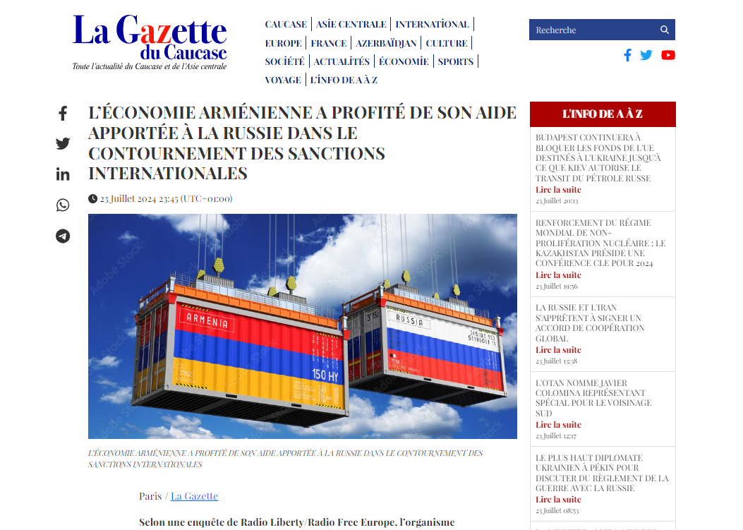 "La Gazette du Caucase" Ermənistandakı iqtisadi böhrandan yazıb: çıxış yolu yalnız Bakı ilə sülhdən keçir