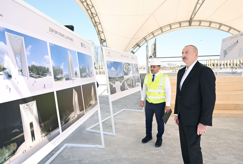 Prezident İlham Əliyev Bakıda Zəfər parkında aparılan tikinti işləri ilə tanış olub (FOTO/VİDEO)