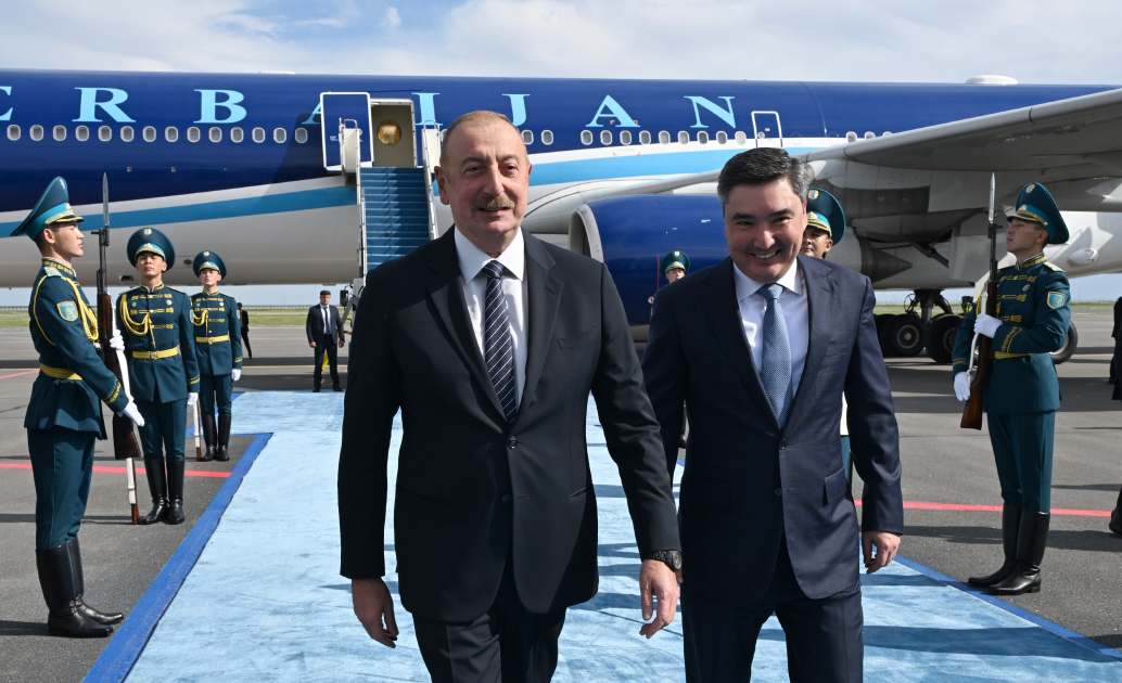 Prezident İlham Əliyev Qazaxıstana səfərə gəlib (FOTO/VİDEO)