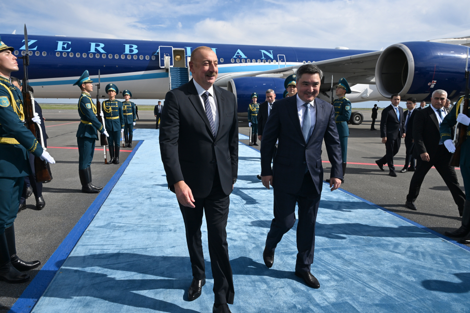 Prezident İlham Əliyev Qazaxıstana səfərə gəlib (FOTO/VİDEO)