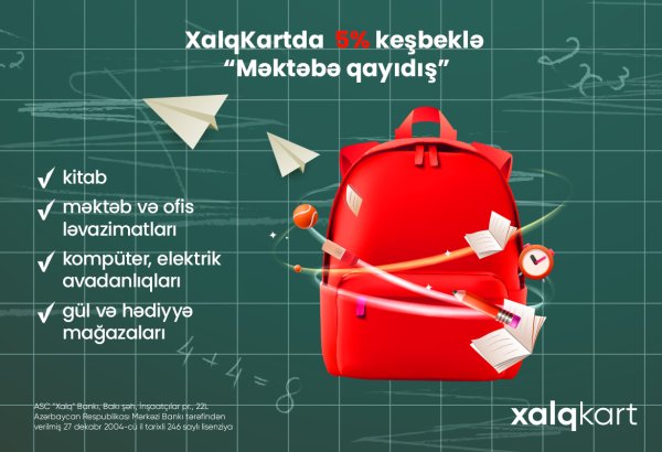 XalqKartda 5% keşbek/bonusla “Məktəbə qayıdış”