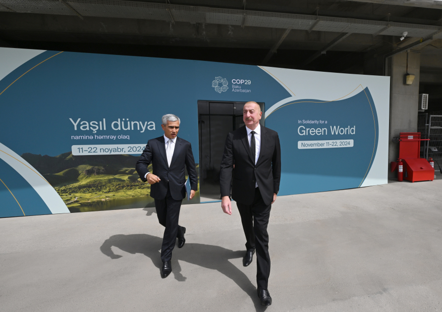 Prezident İlham Əliyev Bakı Olimpiya Stadionunun ərazisində COP29-a hazırlıqla bağlı görülən işlərlə tanış olub (FOTO/VİDEO)