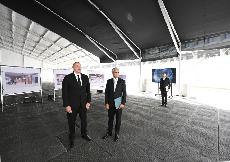 Prezident İlham Əliyev Bakı Olimpiya Stadionunun ərazisində COP29-a hazırlıqla bağlı görülən işlərlə tanış olub (FOTO/VİDEO)