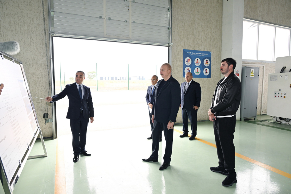 Prezident İlham Əliyev Ağdam Sənaye Parkında görülən işlərlə tanış olub, yeni zavodların açılışlarında iştirak edib (YENİLƏNİB) (FOTO/VİDEO)