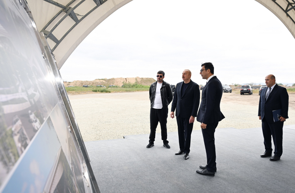 Prezident İlham Əliyev Ağdam şəhərində “İmarət” stadionunun təməlini qoyub (YENİLƏNİB) (FOTO/VİDEO)