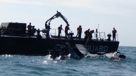 Xəzər dənizinin Azərbaycana mənsub ərazi sularında aşkar olunan qaçaqmal götürülüb (FOTO/VİDEO)