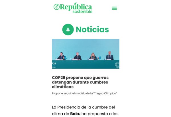 Peru mətbuatında Azərbaycanın irəli sürdüyü “COP atəşkəsi” təşəbbüsündən bəhs edilib