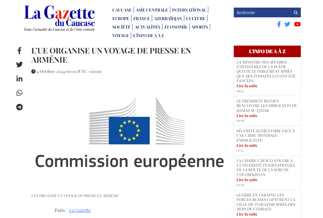“La Gazette du Caucase” Azərbaycan qaçqınlarına qarşı ikili standartlara və Ermənistanın dəstəklənməsinə görə Aİ-ni tənqid edib